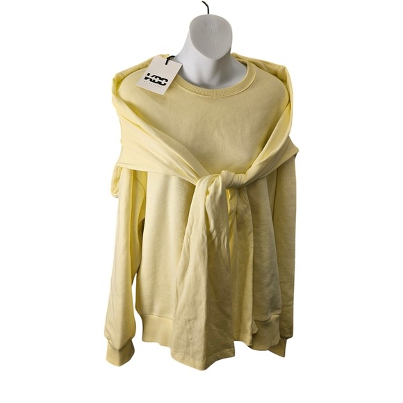 KRO by Khloe Kardashian Tops - KRO by Khloe Kardashian Sweatshirt Womens Medium Yellow New Tie Front Layered